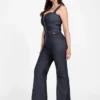 Denim jumpsuit met afneembare bandjes en ritssluiting Denim jumpsuit met afneembare bandjes en ritssluiting