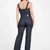 Denim jumpsuit met afneembare bandjes en ritssluiting Denim jumpsuit met afneembare bandjes en ritssluiting