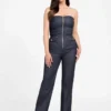 Denim jumpsuit met afneembare bandjes en ritssluiting Denim jumpsuit met afneembare bandjes en ritssluiting