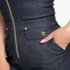 Denim jumpsuit met afneembare bandjes en ritssluiting Denim jumpsuit met afneembare bandjes en ritssluiting