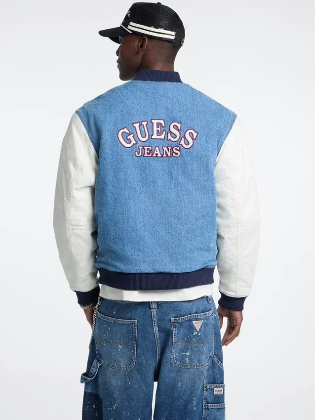 Denim Letterman-jas Denim Letterman-jas