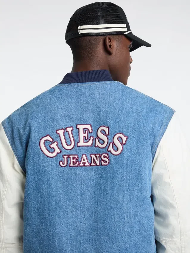 Denim Letterman-jas Denim Letterman-jas