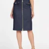 Denim midi-kokerrok