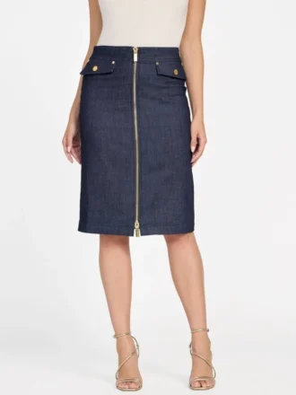 Denim midi-kokerrok