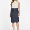 Denim midi-kokerrok