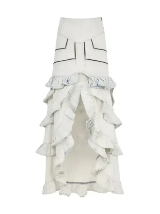 Denim rok met ruches