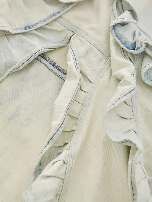 Denim rok met ruches Denim rok met ruches