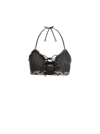 Denim vetersluiting bh-top