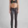 Denim vetersluiting bh-top