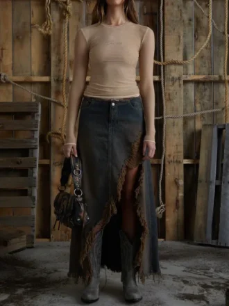 Denimrok met open voorkant