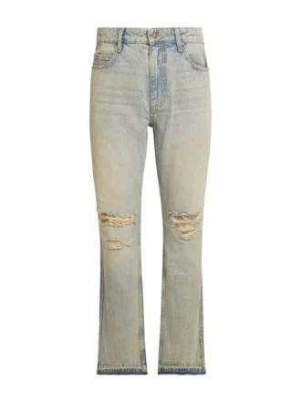 Distressed denim broek met wijde pijpen