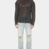 Distressed denim broek met wijde pijpen Distressed denim broek met wijde pijpen