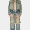 Distressed denim overhemdjas Distressed denim overhemdjas