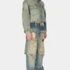 Distressed denim overhemdjas Distressed denim overhemdjas