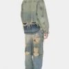 Distressed denim overhemdjas Distressed denim overhemdjas