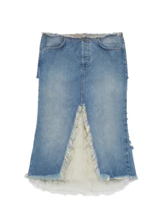 Distressed denim rok