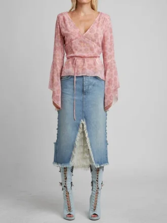 Distressed denim rok