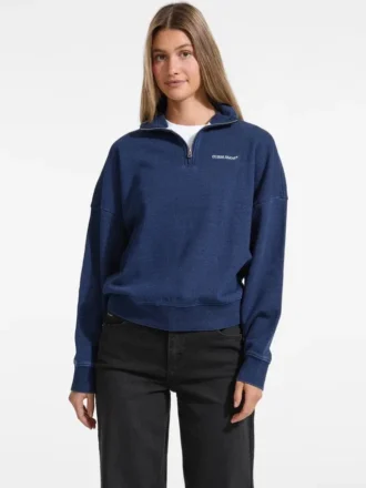 Donker indigo sweatshirt met halve rits