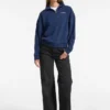 Donker indigo sweatshirt met halve rits Donker indigo sweatshirt met halve rits
