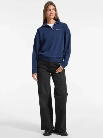 Donker indigo sweatshirt met halve rits