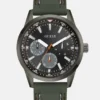 Donker zilverkleurig en groen multifunctioneel siliconenhorloge