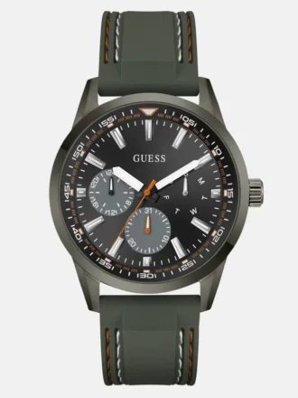 Donker zilverkleurig en groen multifunctioneel siliconenhorloge