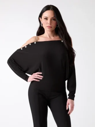 Eco Adri off-shoulder top met kristallen