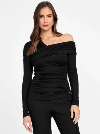 Eco Astrid asymmetrische gedrapeerde top