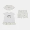 Eco bloemen T-shirt, korte broek en buckethoed set (0-12 maanden) Eco bloemen T-shirt, korte broek en buckethoed set (0-12 maanden)