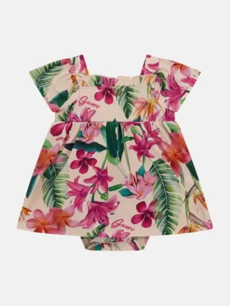 Eco-bloemenbodysuitjurk (0-12 maanden)