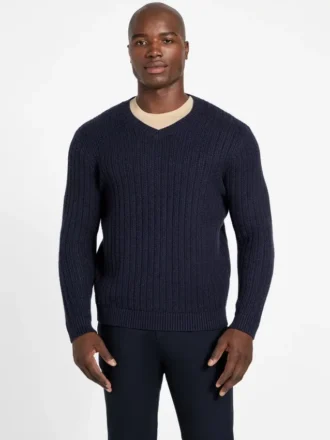 Eco Bryson-trui met V-hals en textuur