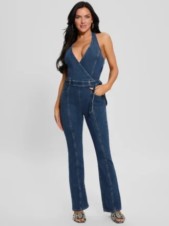 Eco Claire denim halter jumpsuit