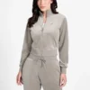 Eco Couture fluwelen sweatshirt met doorlopende rits