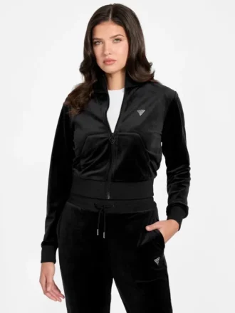 Eco Couture fluwelen sweatshirt met doorlopende rits