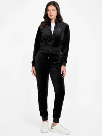Eco Couture fluwelen sweatshirt met doorlopende rits