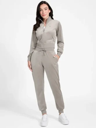 Eco Couture fluwelen sweatshirt met doorlopende rits