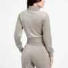 Eco Couture fluwelen sweatshirt met doorlopende rits
