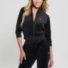 Eco Couture fluwelen sweatshirt met doorlopende rits