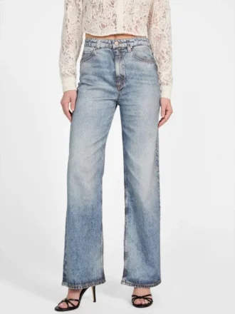 Eco-denimjeans met wijde pijpen