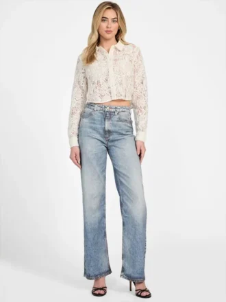 Eco-denimjeans met wijde pijpen