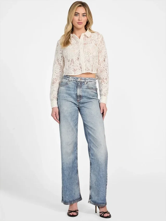 Eco-denimjeans met wijde pijpen Eco-denimjeans met wijde pijpen