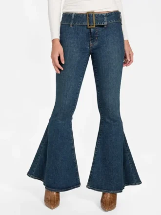 Eco Franki-jeans met riemen en uitlopende pijpen