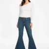 Eco Franki-jeans met riemen en uitlopende pijpen
