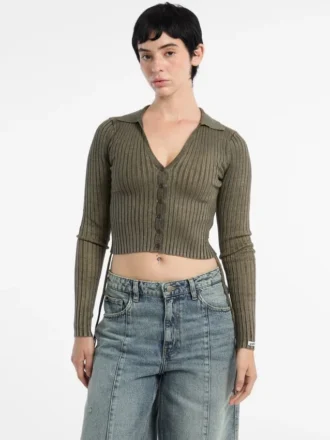 Eco Guess Originals V-hals vest met plooien