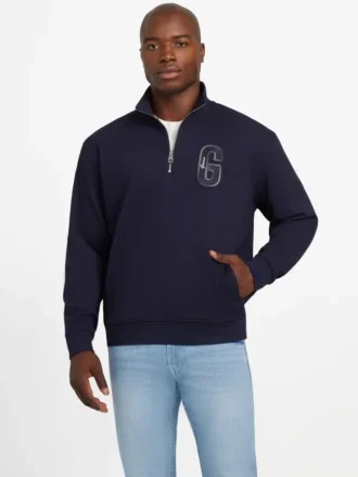 Eco Harris Twill-trui met rits en opstaande kraag