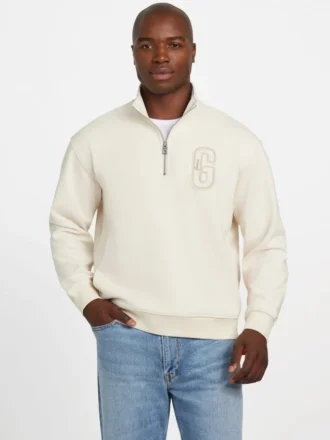 Eco Harris Twill-trui met rits en opstaande kraag