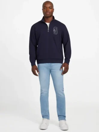 Eco Harris Twill-trui met rits en opstaande kraag