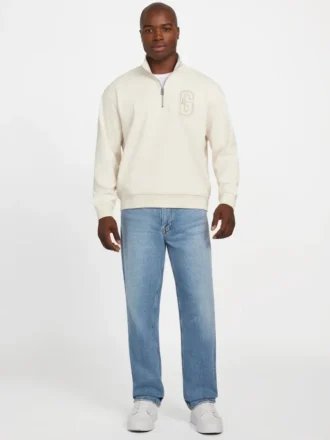 Eco Harris Twill-trui met rits en opstaande kraag