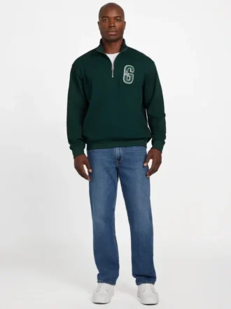 Eco Harris Twill-trui met rits en opstaande kraag