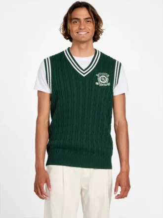 Eco Holden V-hals gilet met kabelpatroon